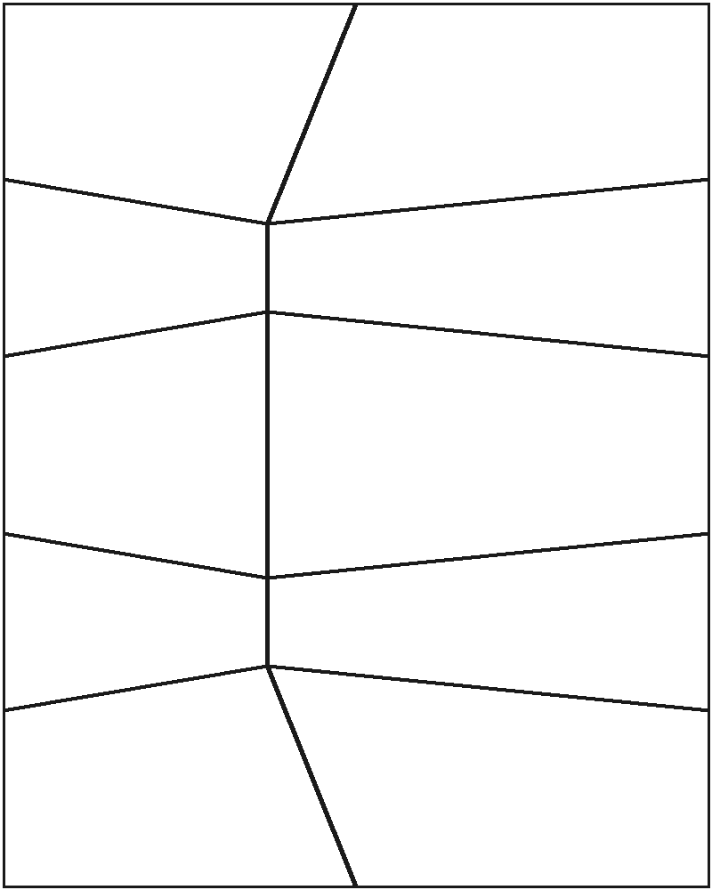 Coastal Horizon Stained Glass Pattern, line drawing