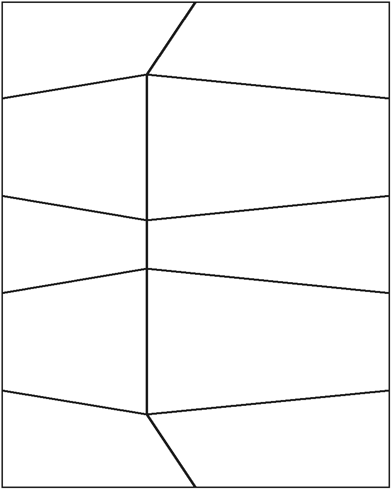 River Valley Stained Glass Pattern, line drawing