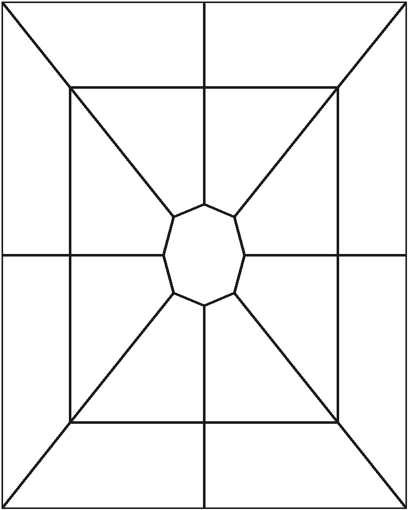 Sunflower Medallion Stained Glass Pattern, line drawing