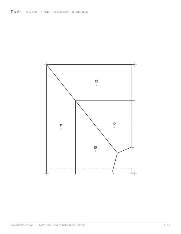 First actual-size tile with crop marks
